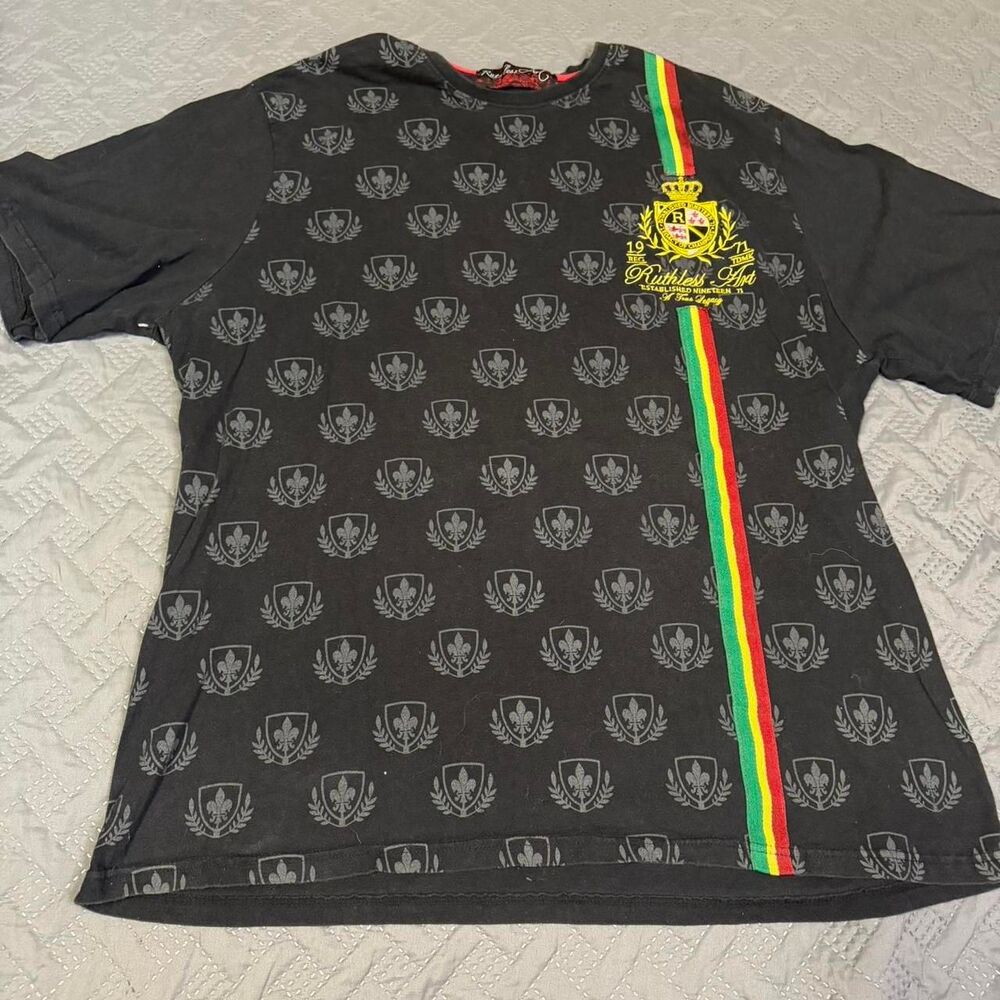 VINTAGE Y2K Ruthless Art Black Mens 4XL Graphic embroidered T-Shirt